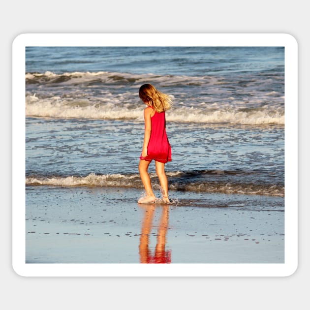 Little Girl On The Beach Sticker by Cynthia48